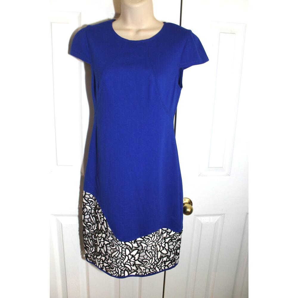 Yoanna Baraschi Royal Blue Dress w/ Lace Detail Hem sz S